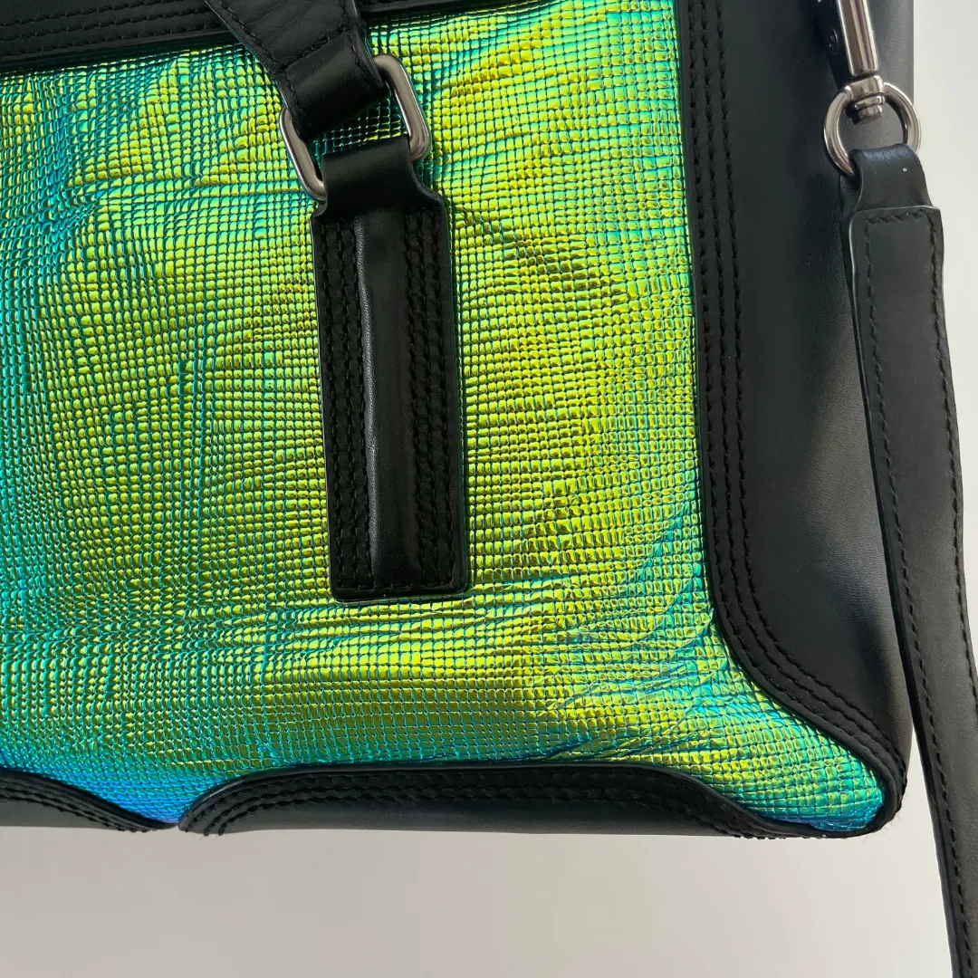 3.1 Phillip Lim 'Pashli' Black Leather & Metallic Neon Green Satchel | Pre Loved |