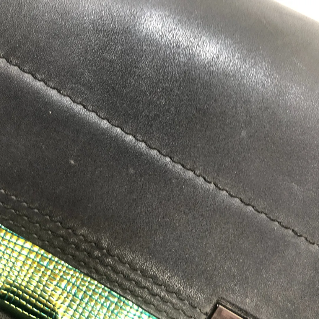 3.1 Phillip Lim 'Pashli' Black Leather & Metallic Neon Green Satchel | Pre Loved |