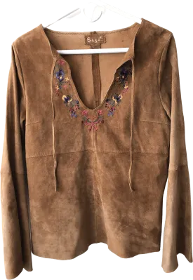 '90’s Embroidered Suede Top by Sage
