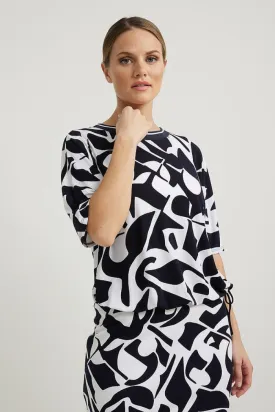 Abstract Drawstring Top