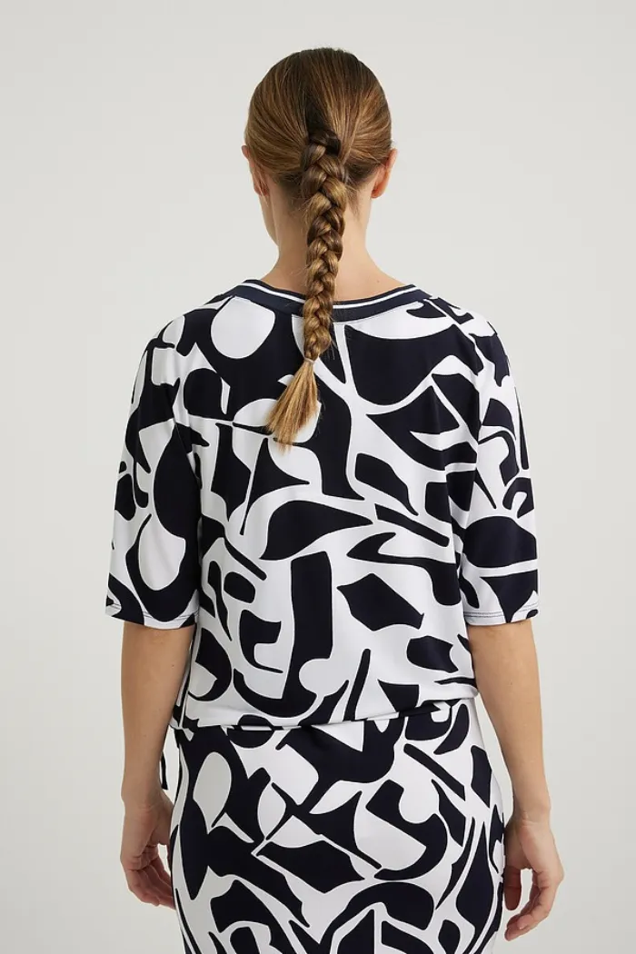 Abstract Drawstring Top