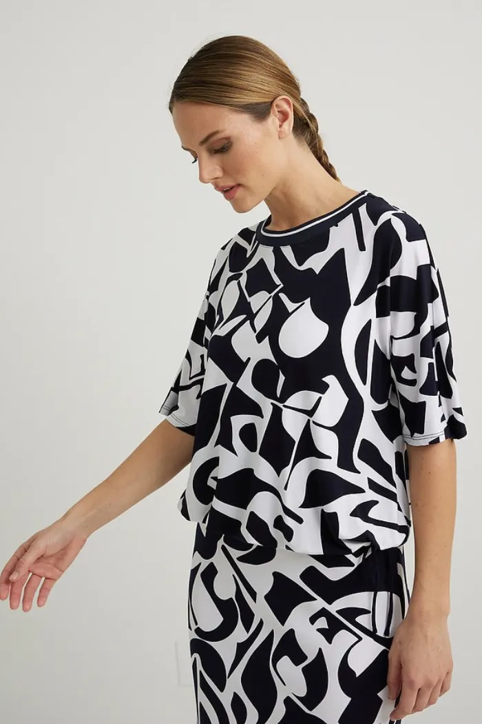 Abstract Drawstring Top