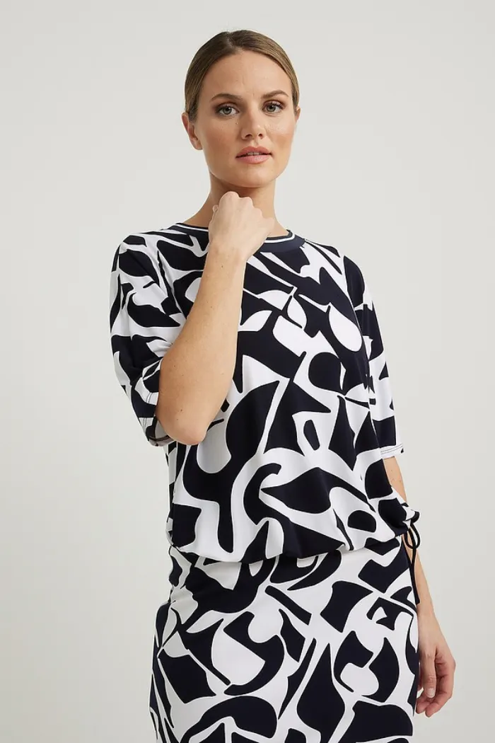 Abstract Drawstring Top