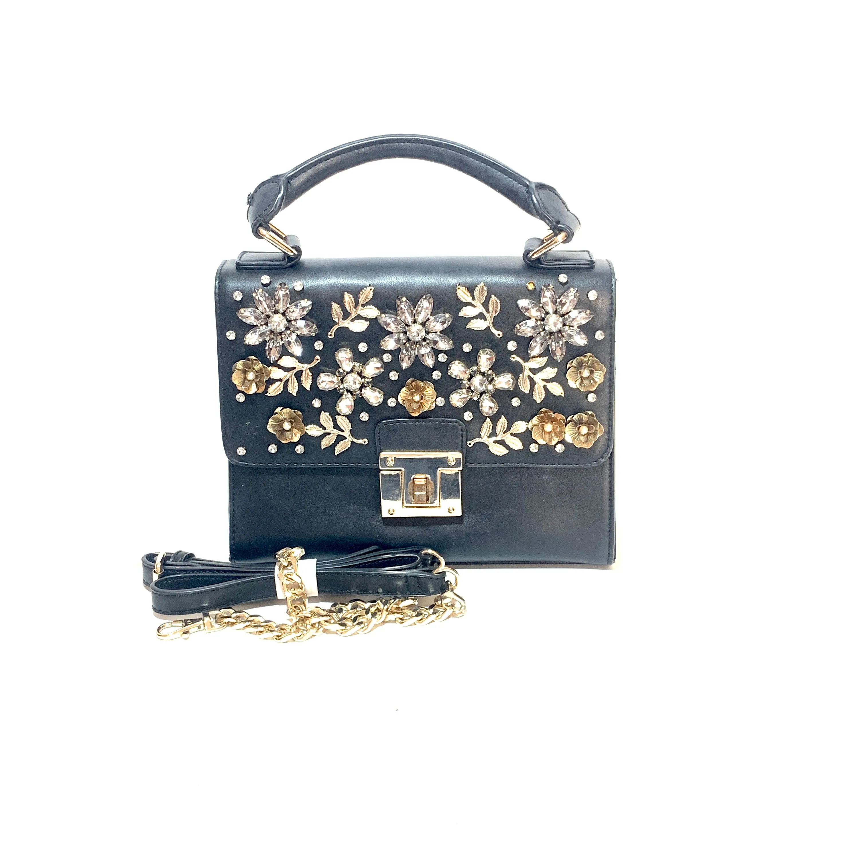 ALDO Black Rhinestones Satchel | Pre Loved |