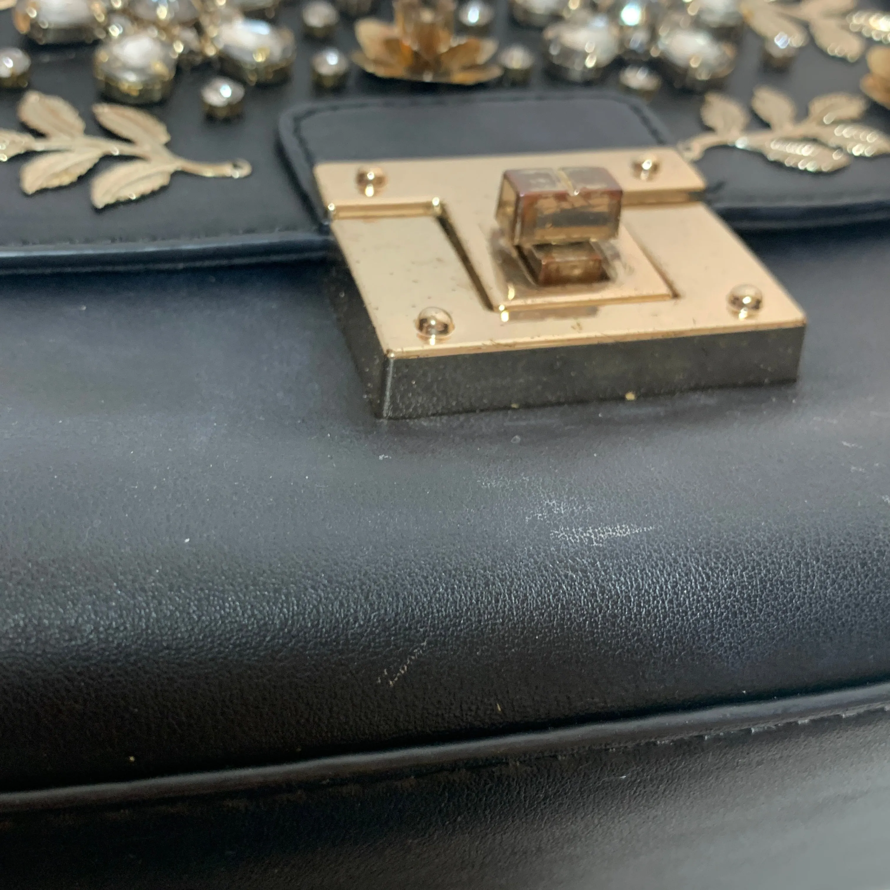 ALDO Black Rhinestones Satchel | Pre Loved |