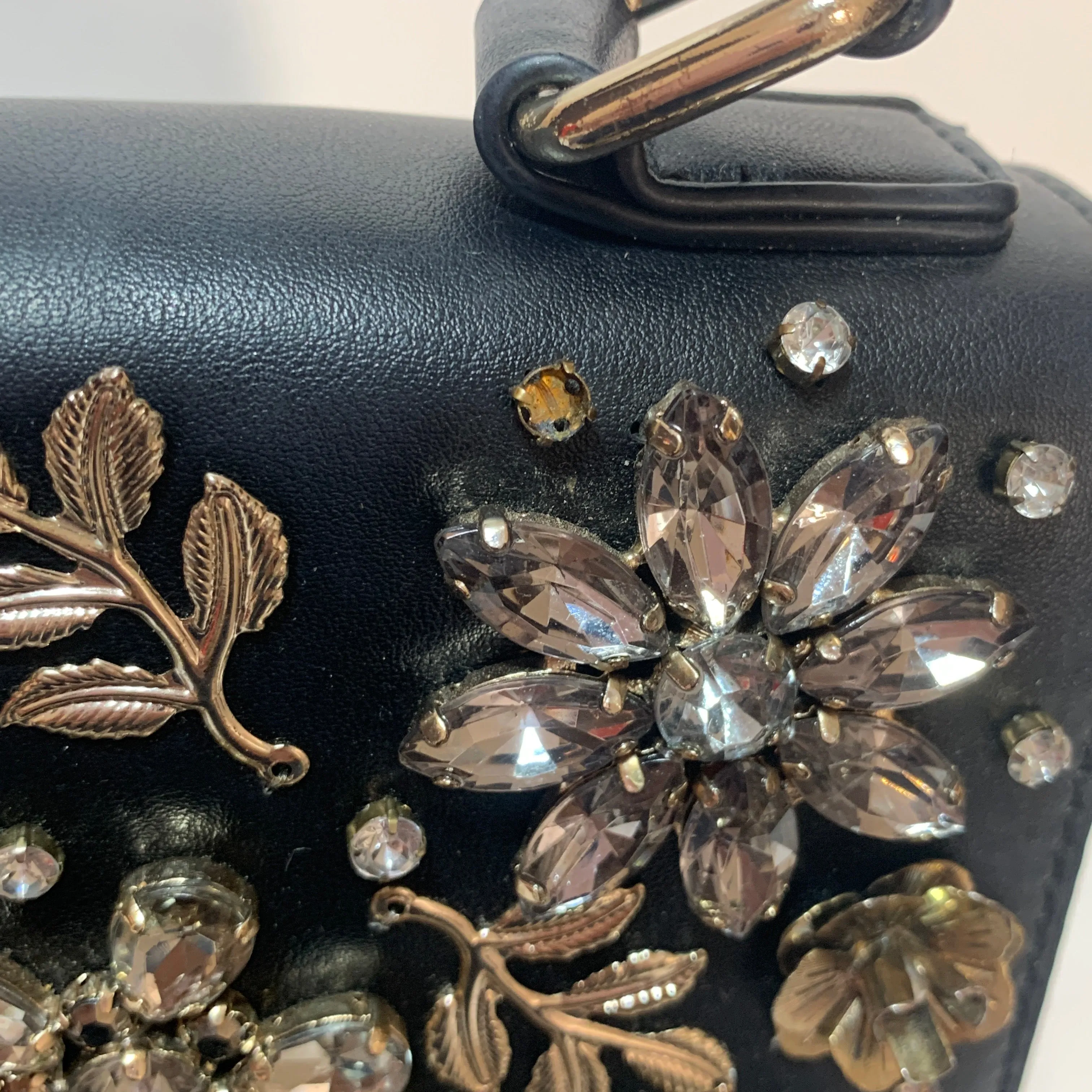 ALDO Black Rhinestones Satchel | Pre Loved |