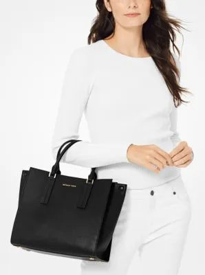 Alessa Large Pebbled Leather Satchel
