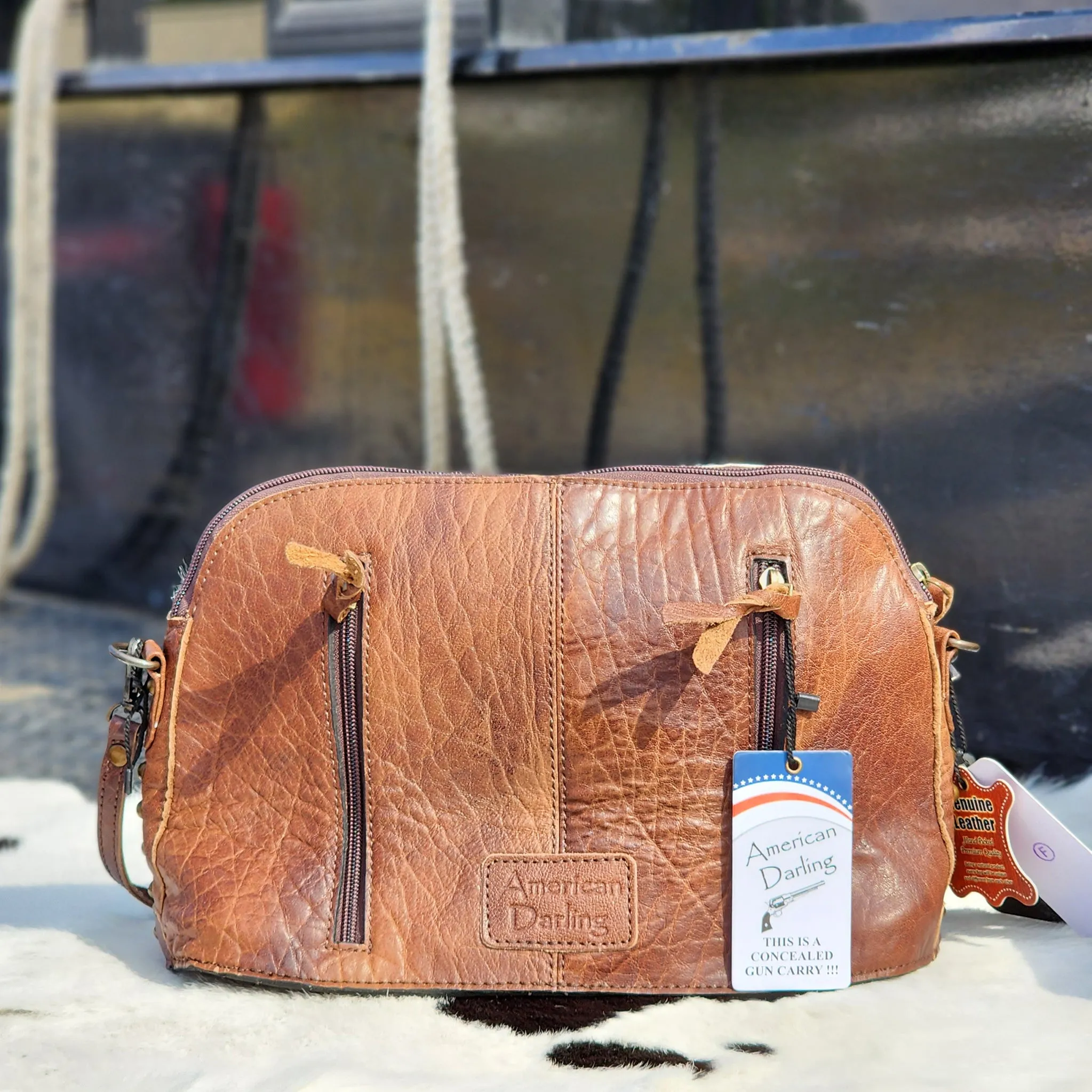 American Darling Conceal Carry Cowhide & Tooled Leather Crossbody