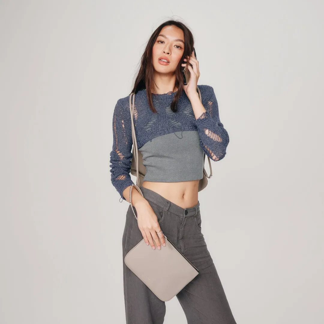 Ava Clutch - Greige/Silver