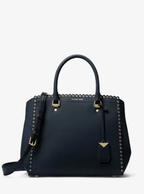 Benning Large Scalloped Leather Satchel