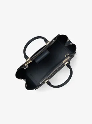 Benning Large Scalloped Leather Satchel