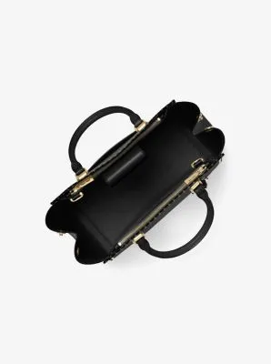 Benning Large Scalloped Leather Satchel