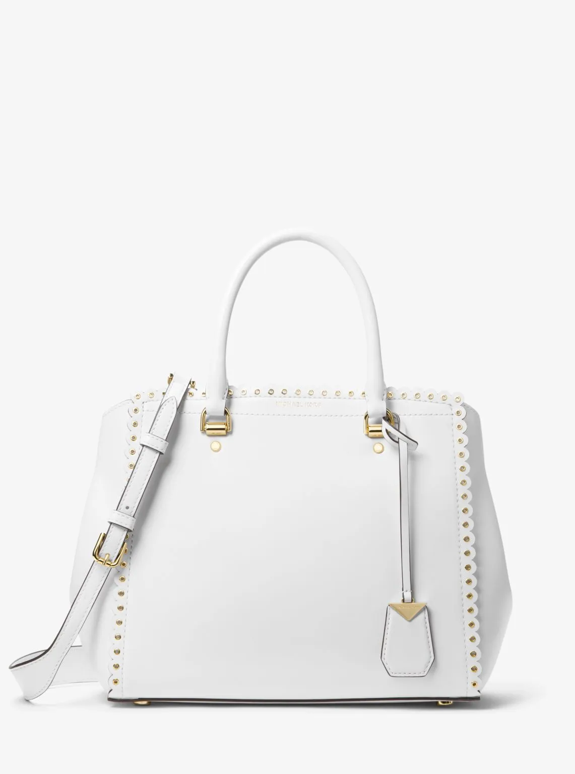 Benning Large Scalloped Leather Satchel