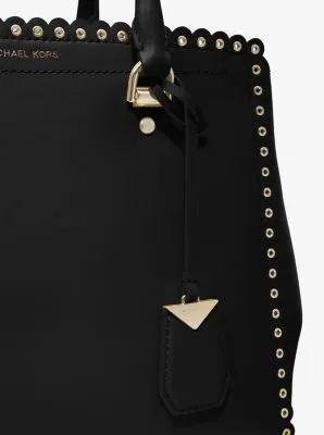 Benning Large Scalloped Leather Satchel