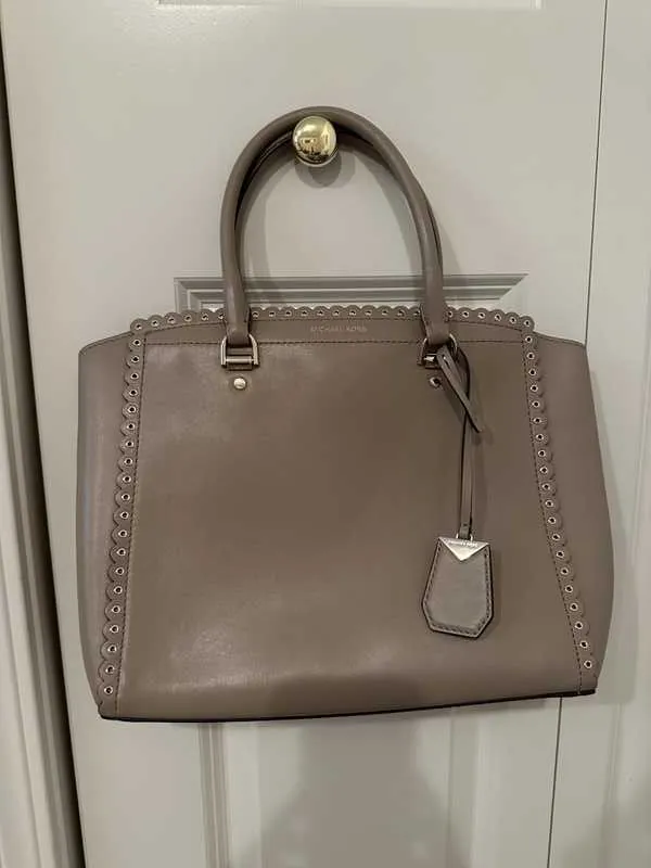Benning Large Scalloped Leather Satchel