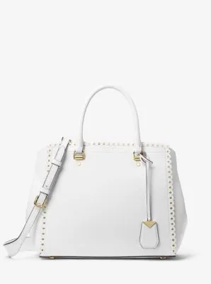 Benning Large Scalloped Leather Satchel