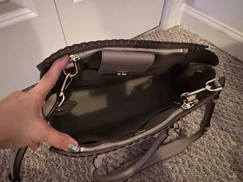 Benning Large Scalloped Leather Satchel