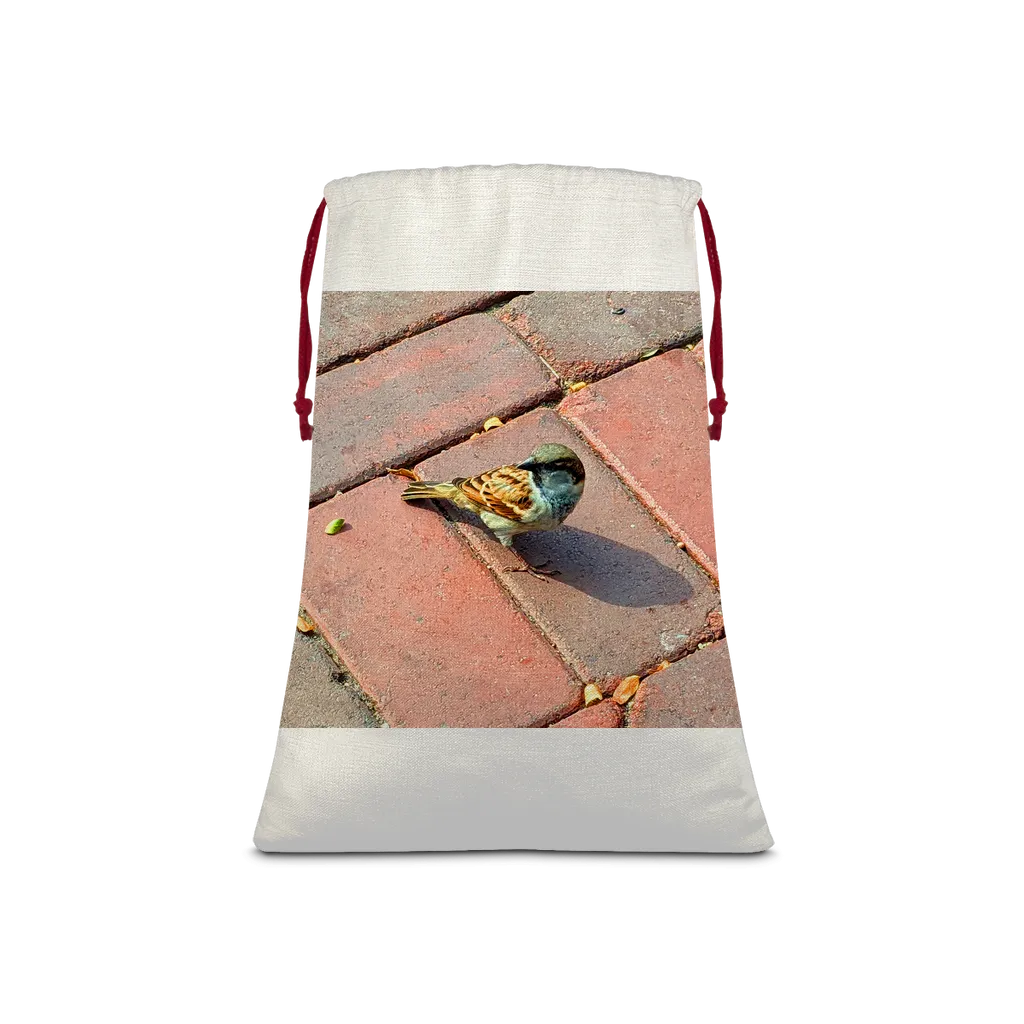 Bird Sublimation Linen Drawstring Sack