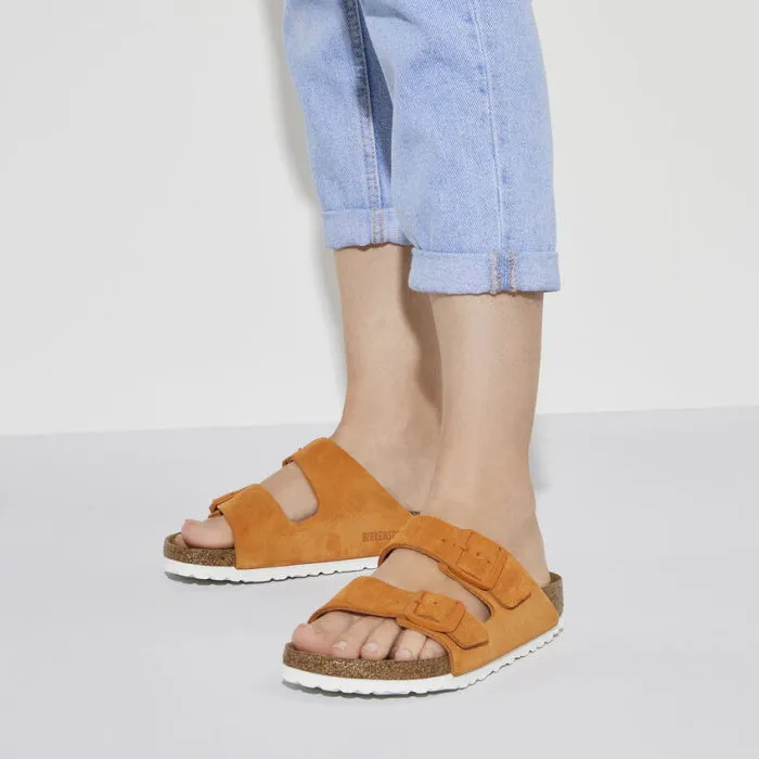 Birkenstock Arizona Suede Leather Soft Footbed Russet Orange Narrow Fit