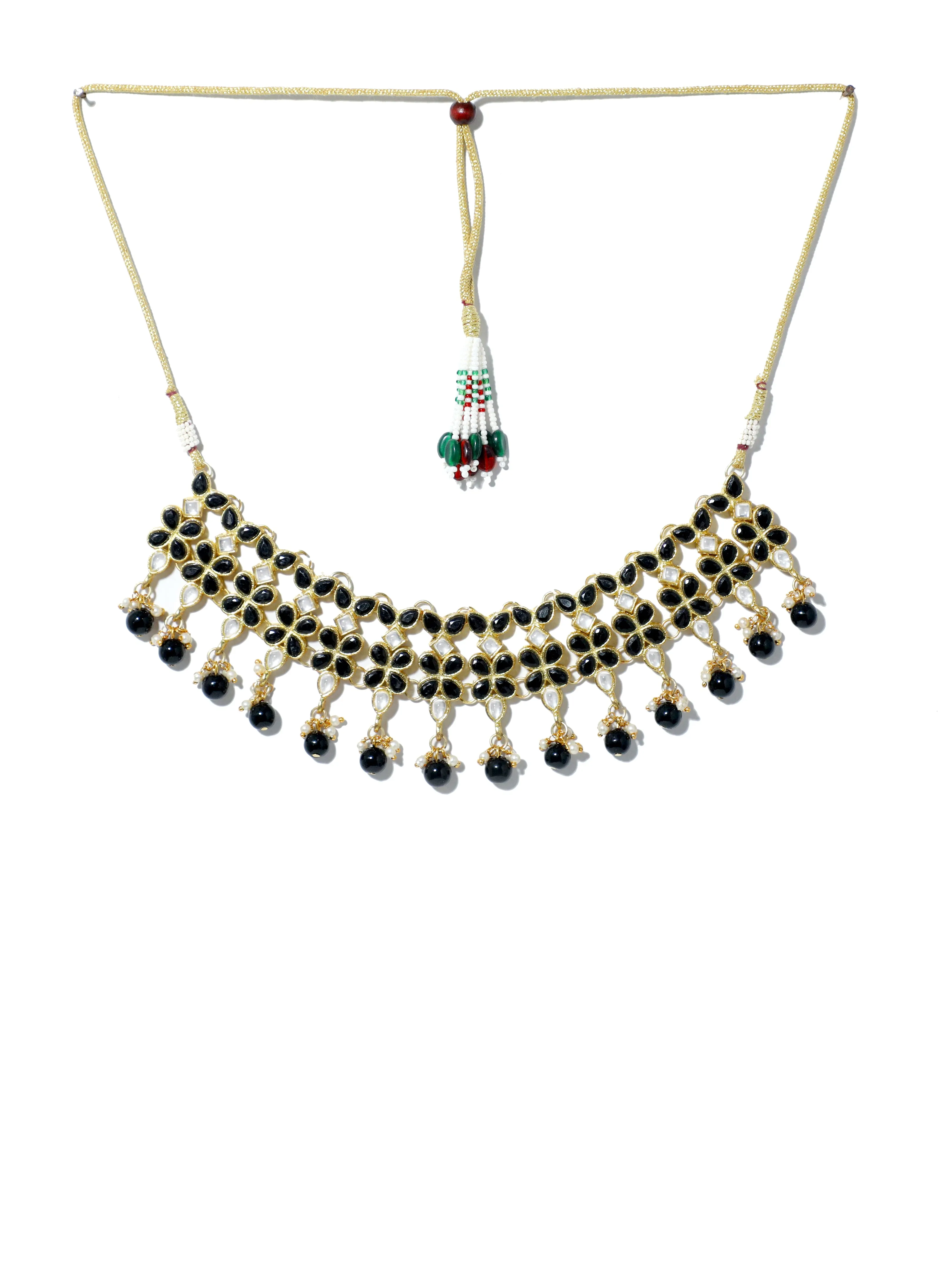 Black Stones Studded Kundan Choker Necklace Set