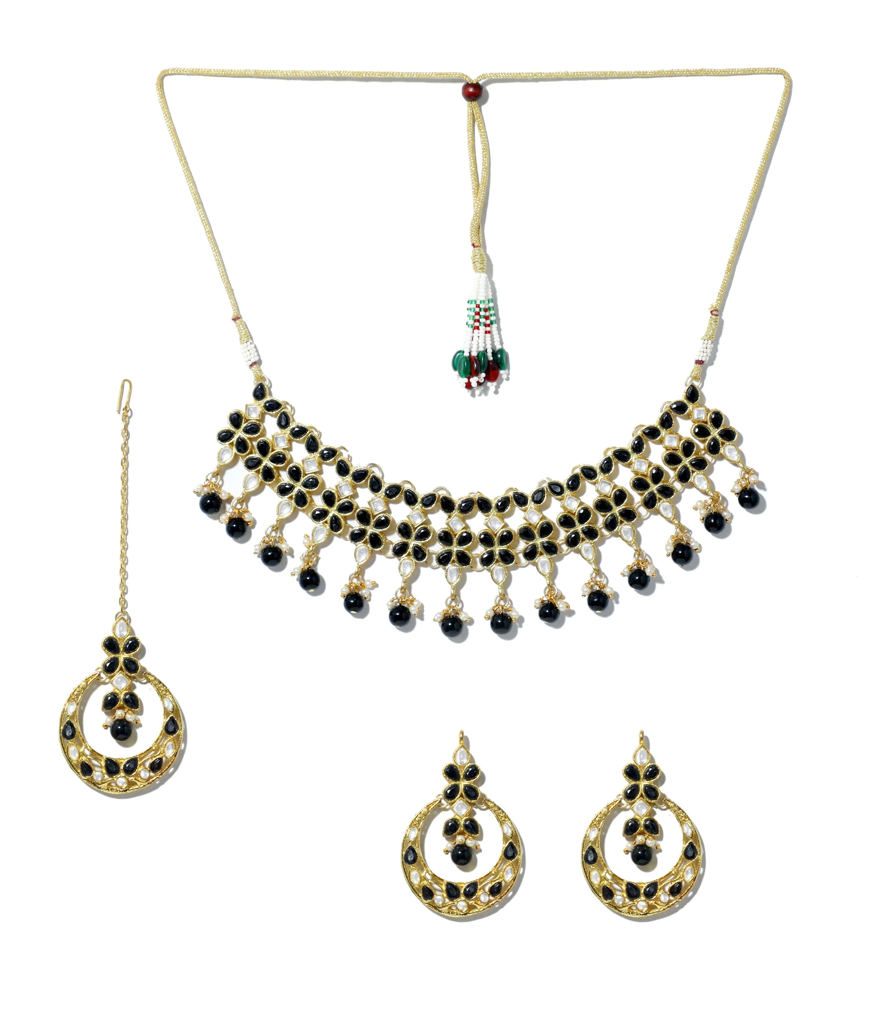 Black Stones Studded Kundan Choker Necklace Set