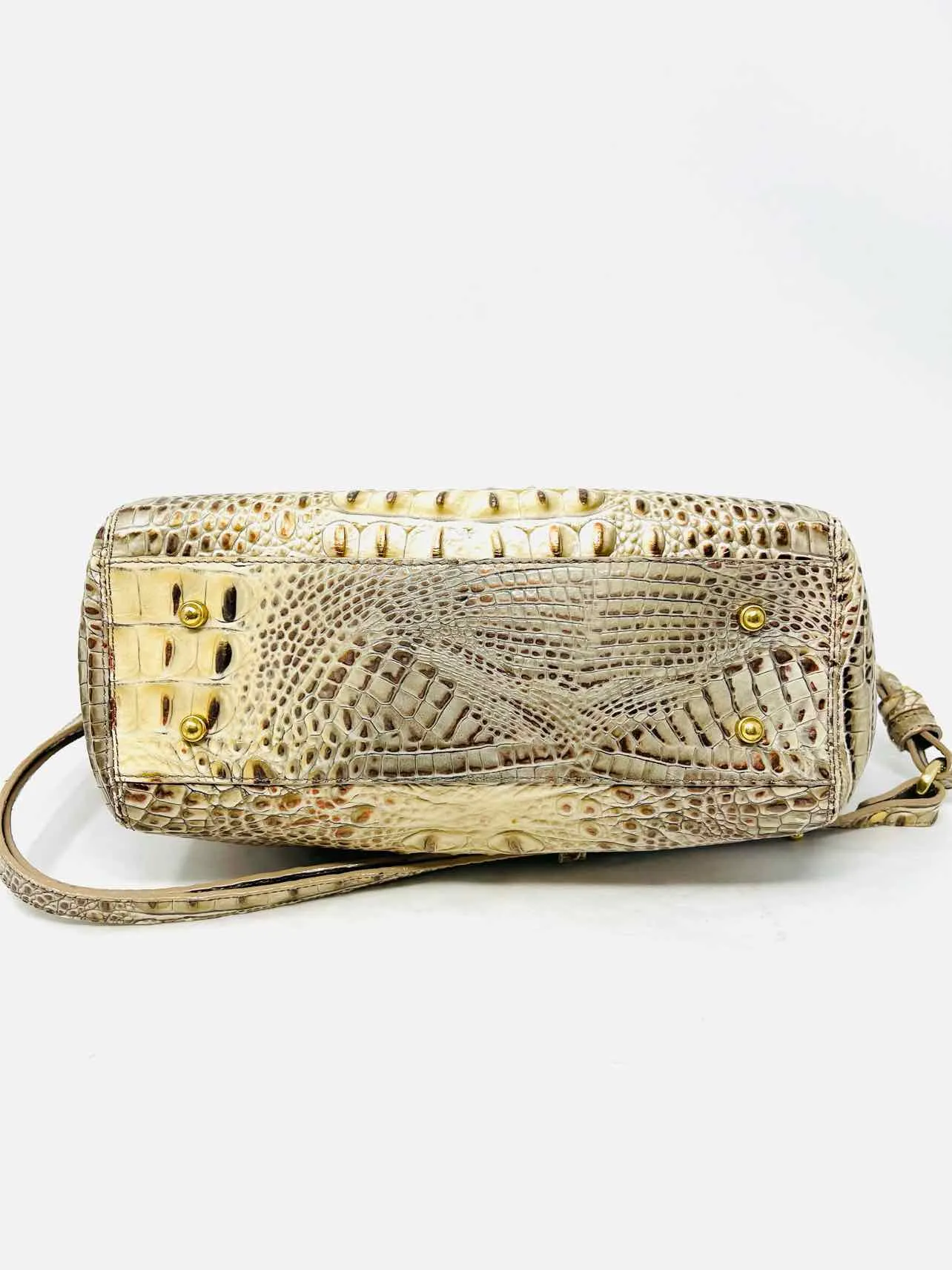 Brahmin Beige/Bronze Metallic Reptile AS IS Designer Satchel