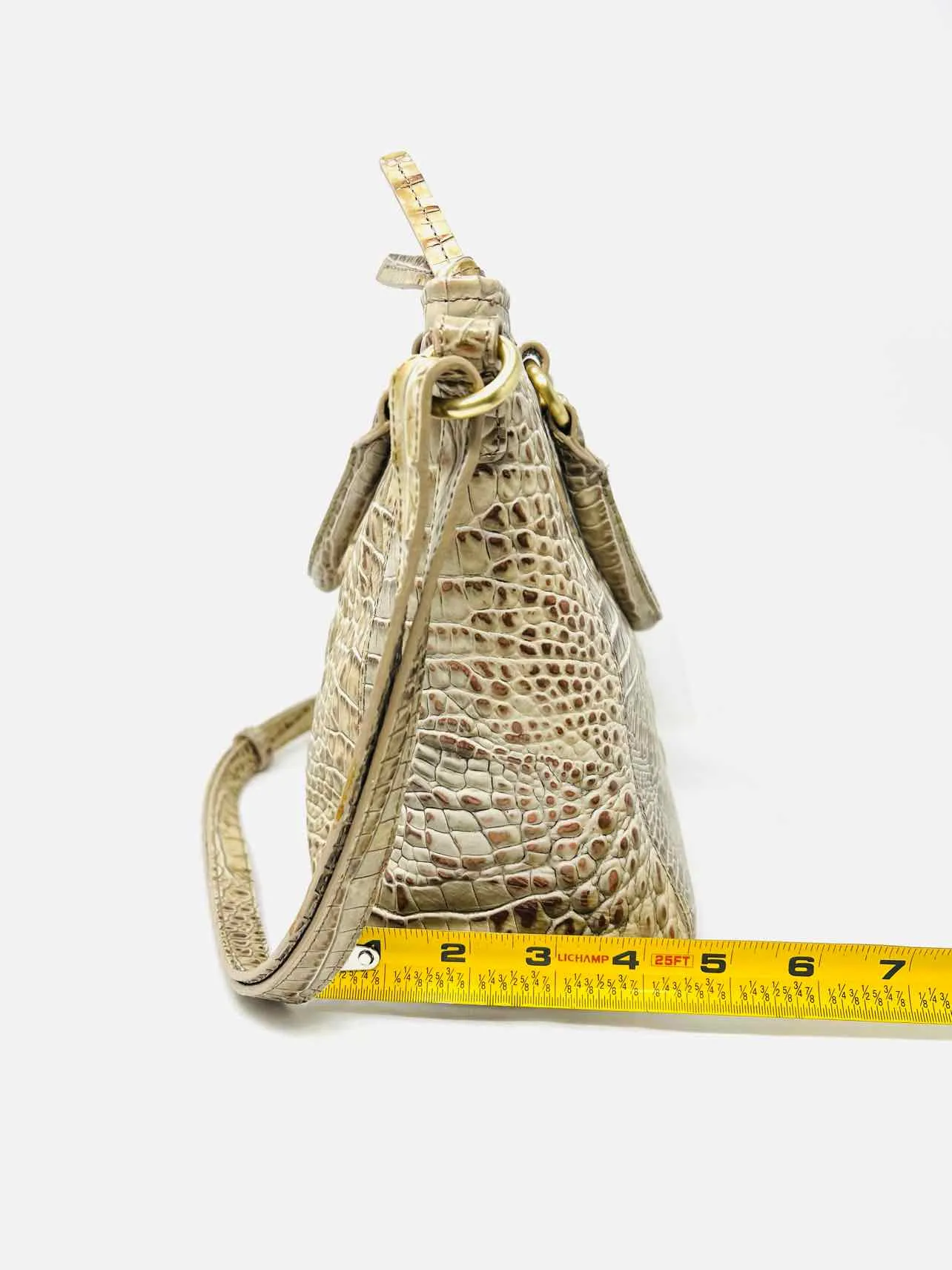 Brahmin Beige/Bronze Metallic Reptile AS IS Designer Satchel