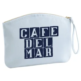 Café del Mar Blue Tile Logo Organic Cotton Canvas Wristlet Zip Pouch