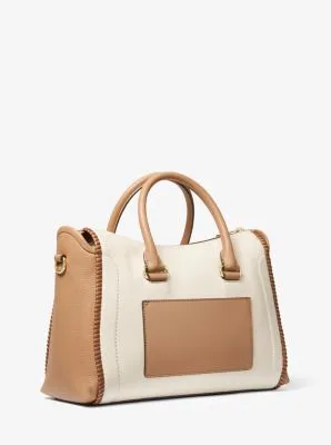 Carine Large Two-Tone Leather Satchel