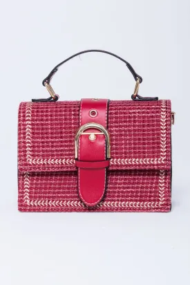 Carmine Red Buckle Handbag