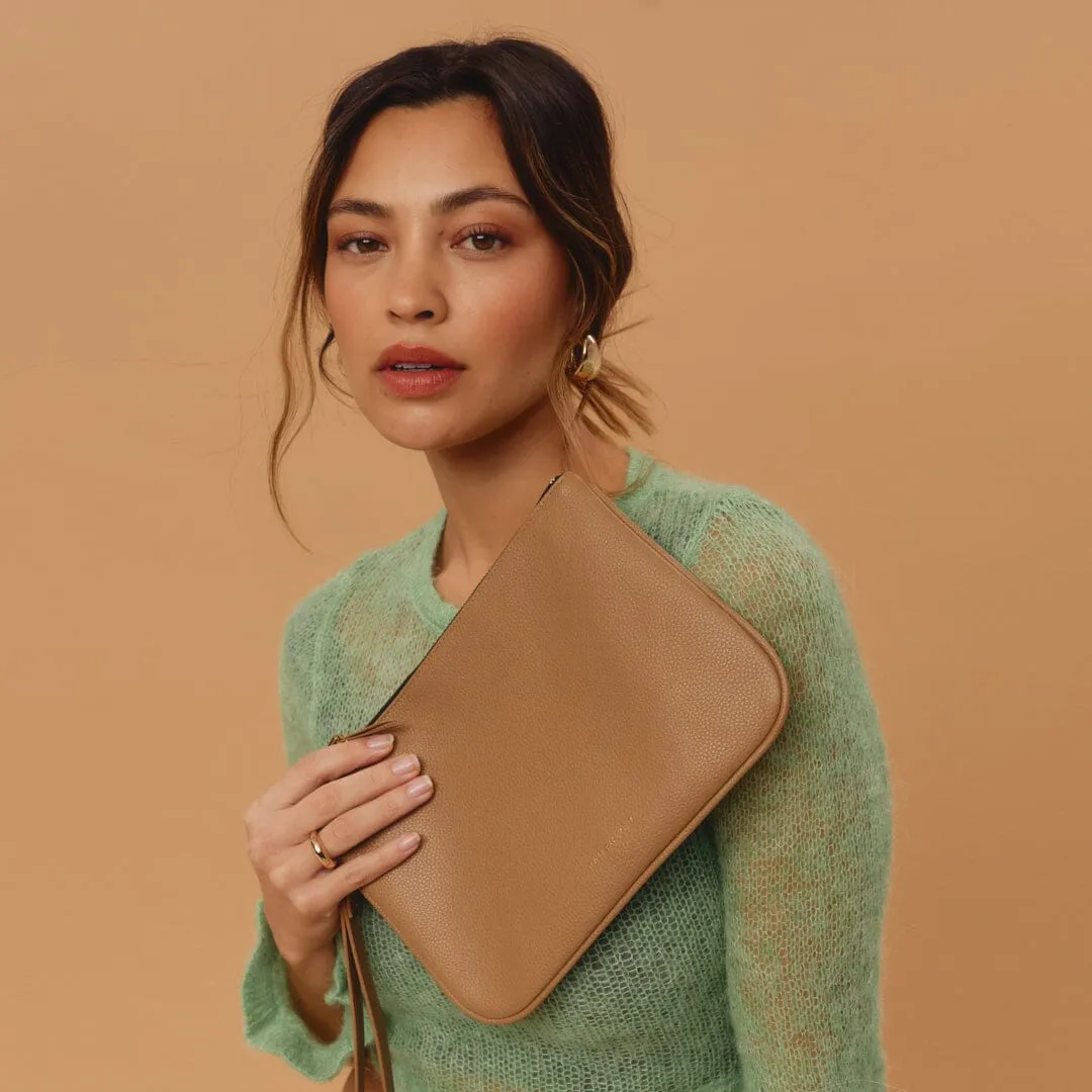 Carryall Zip Pouch - Tan/Gold