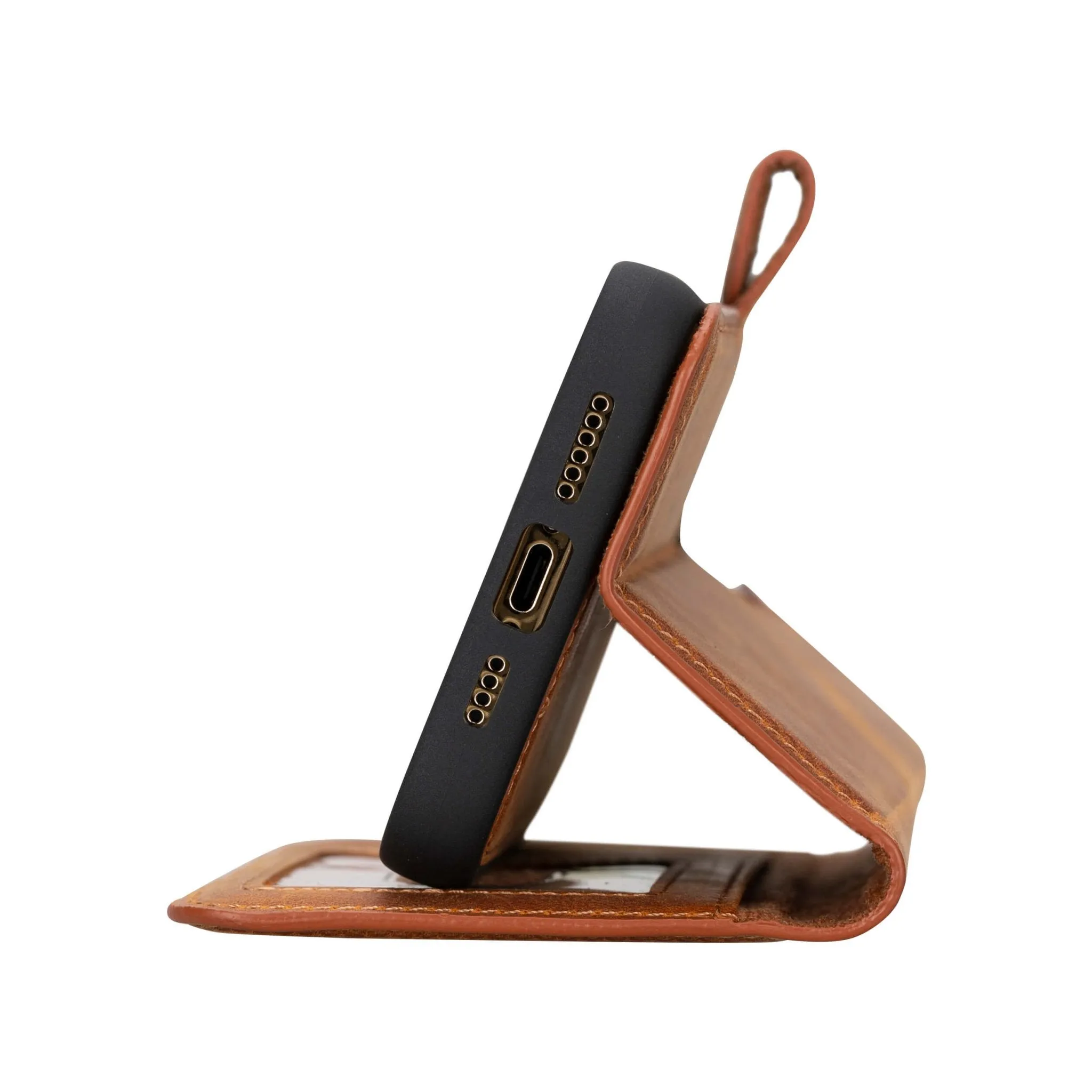 Carter iPhone 15 Pro Max Wallet Case, Golden Brown