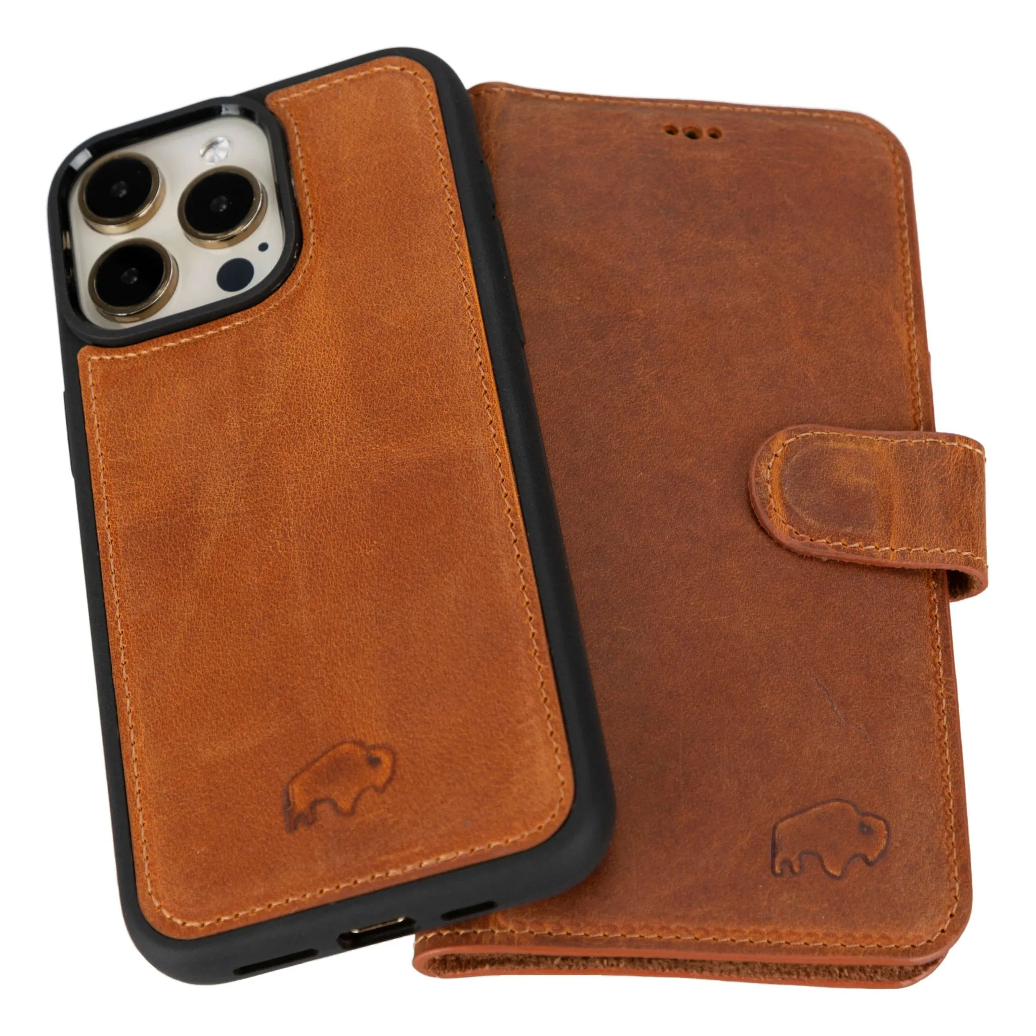 Carter iPhone 15 Pro Max Wallet Case, Golden Brown