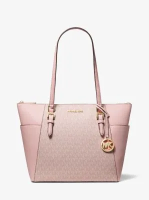 Charlotte Large Logo and Leather Top-Zip Tote Bag