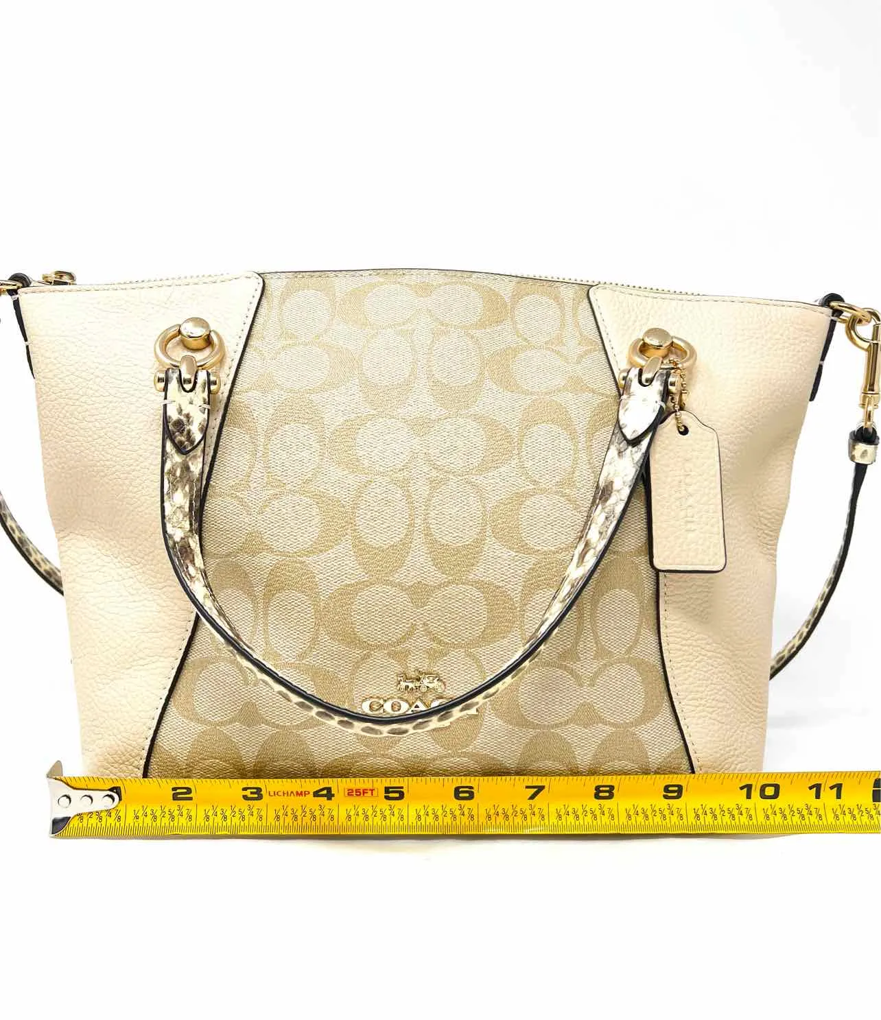 Coach Beige/Cream Signature Leather AS IS Designer Satchel