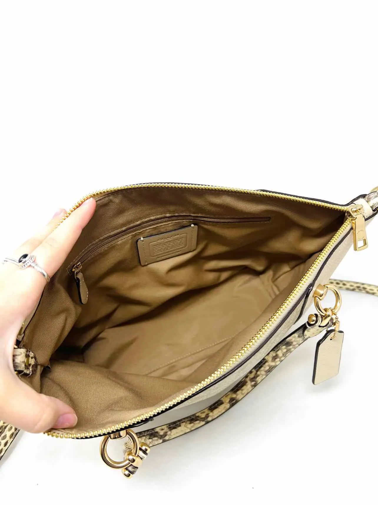 Coach Beige/Cream Signature Leather AS IS Designer Satchel