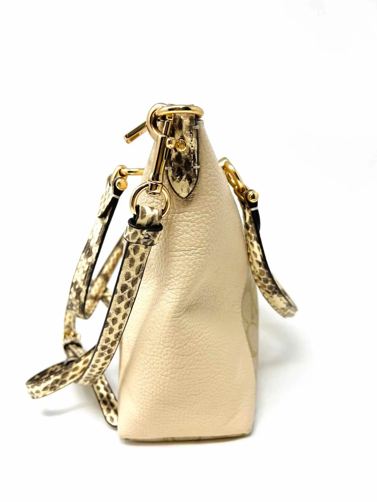 Coach Beige/Cream Signature Leather AS IS Designer Satchel