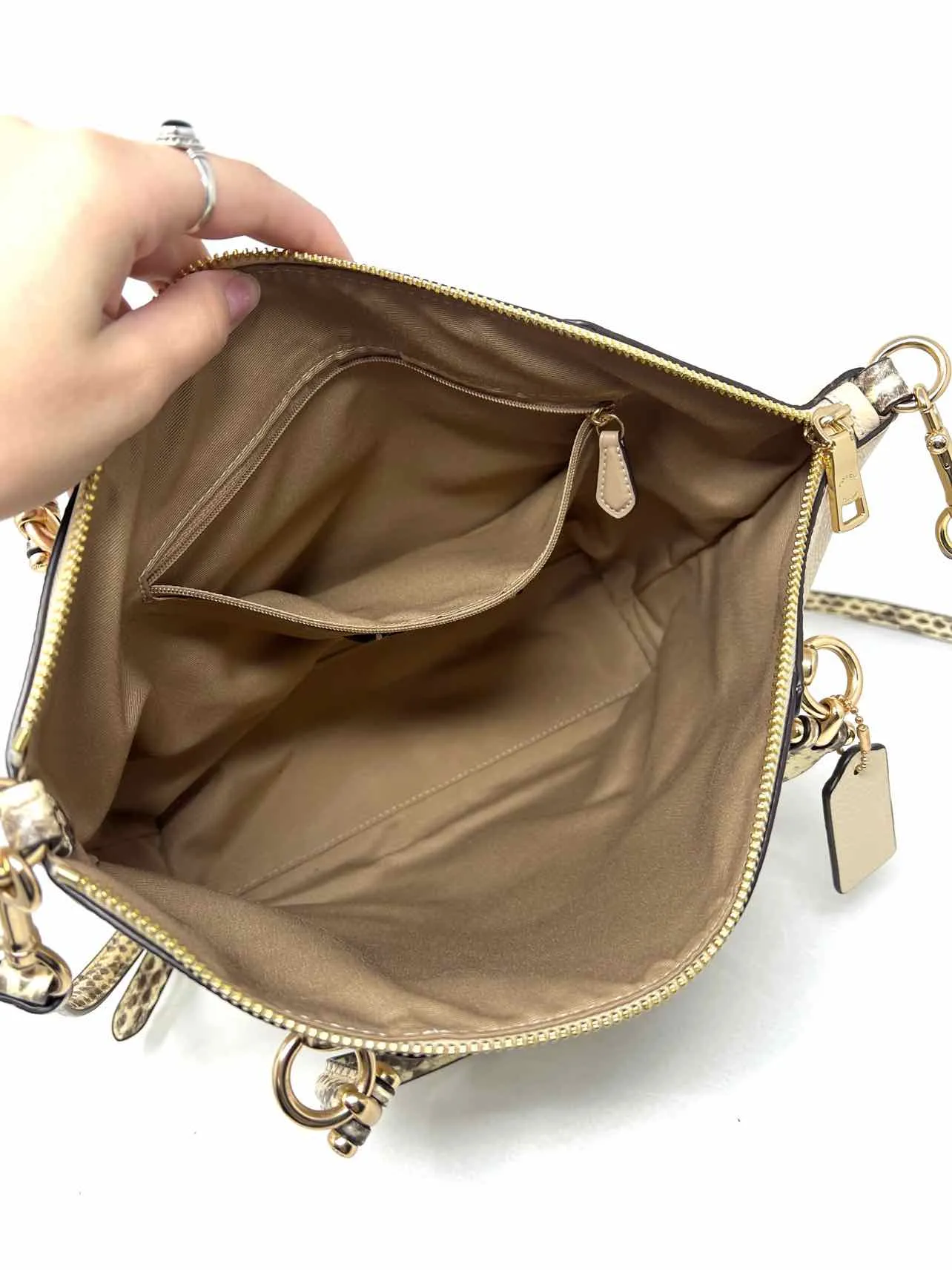 Coach Beige/Cream Signature Leather AS IS Designer Satchel