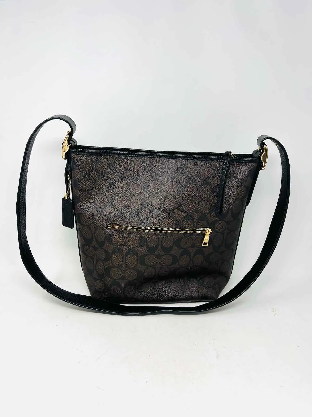 Coach Brown/Black Signature Leather Designer Satchel