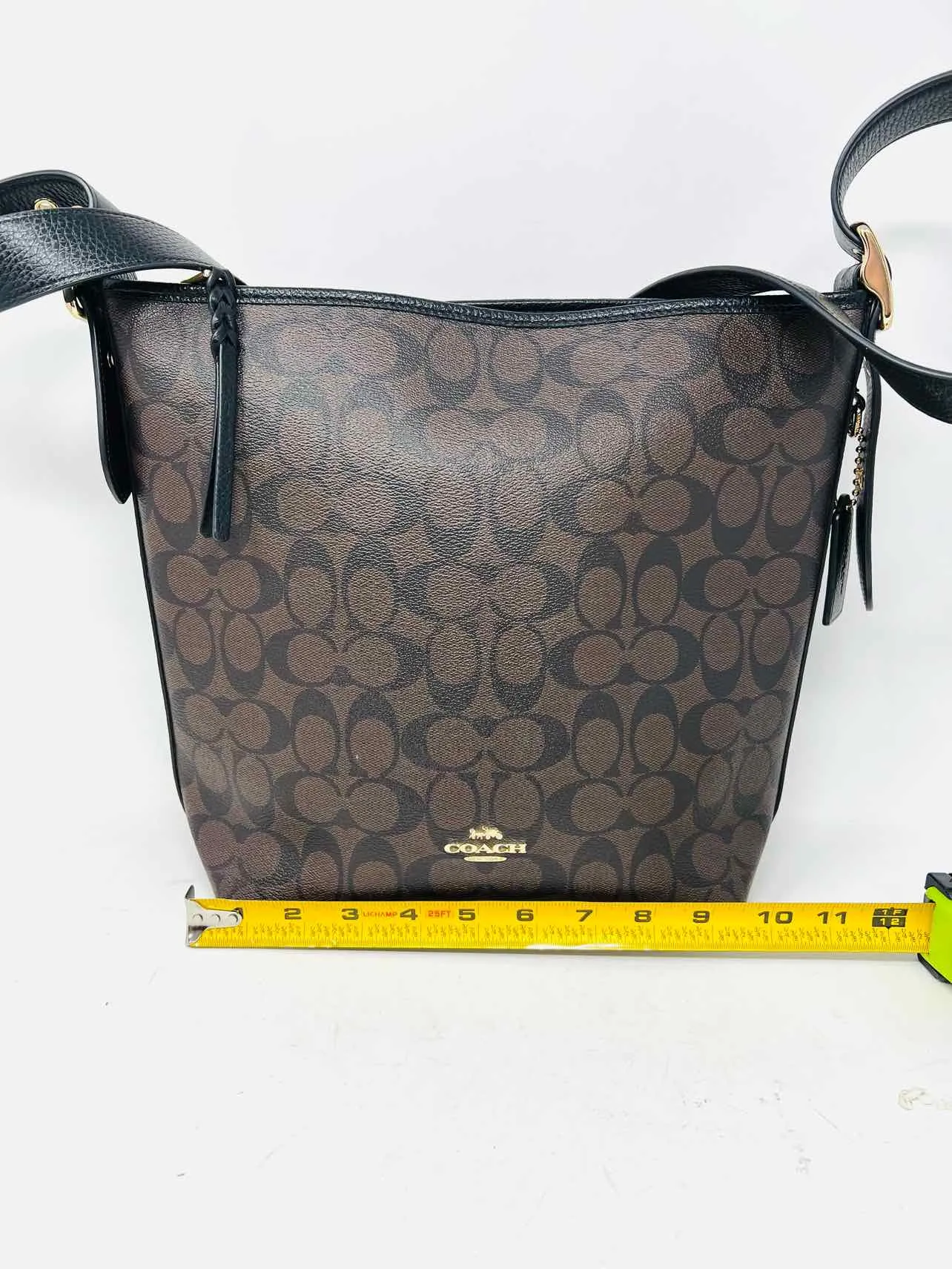 Coach Brown/Black Signature Leather Designer Satchel