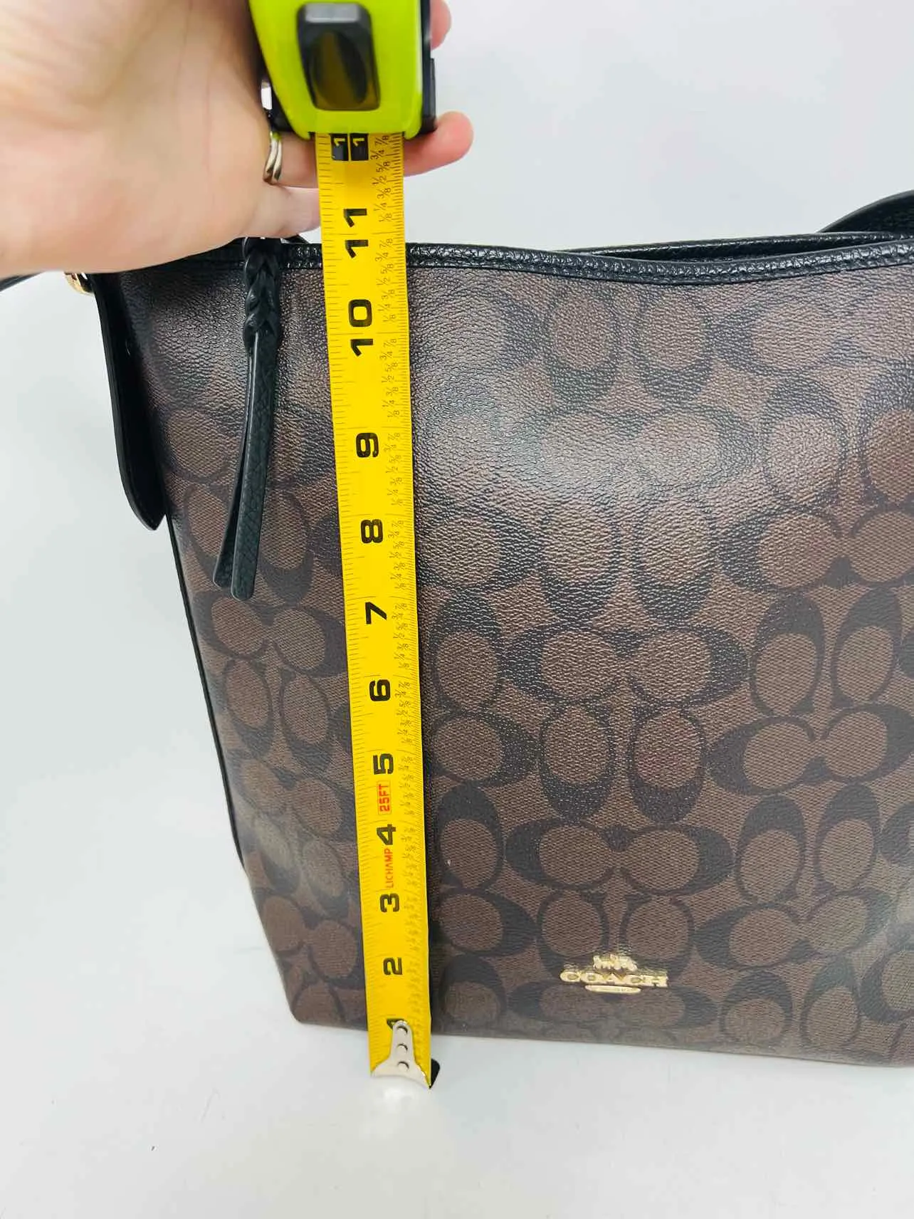 Coach Brown/Black Signature Leather Designer Satchel