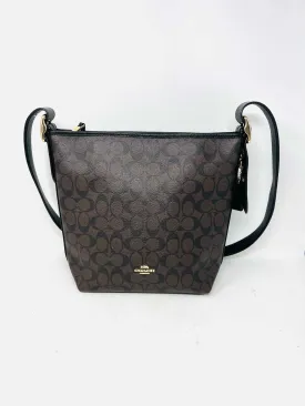 Coach Brown/Black Signature Leather Designer Satchel