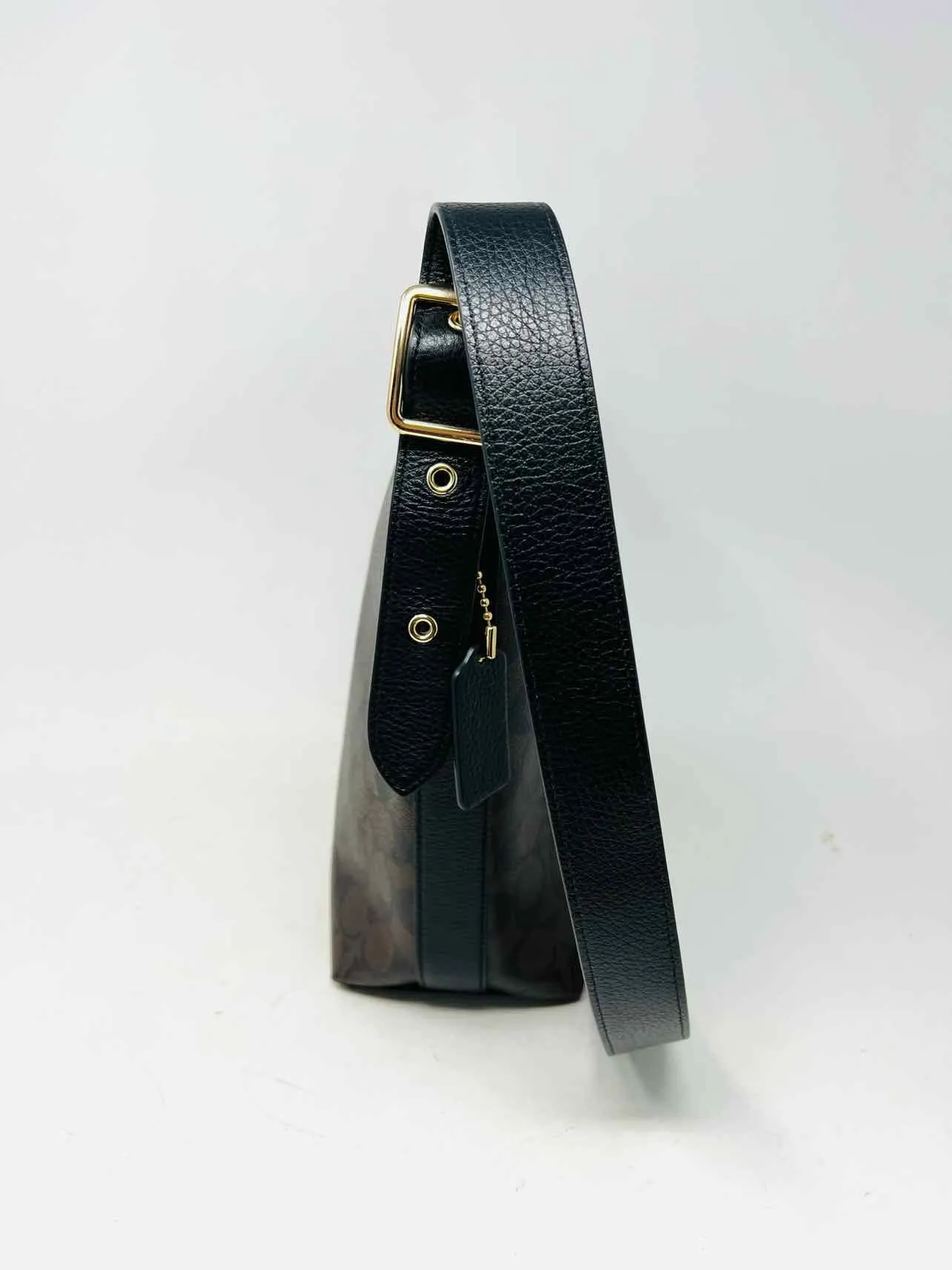 Coach Brown/Black Signature Leather Designer Satchel