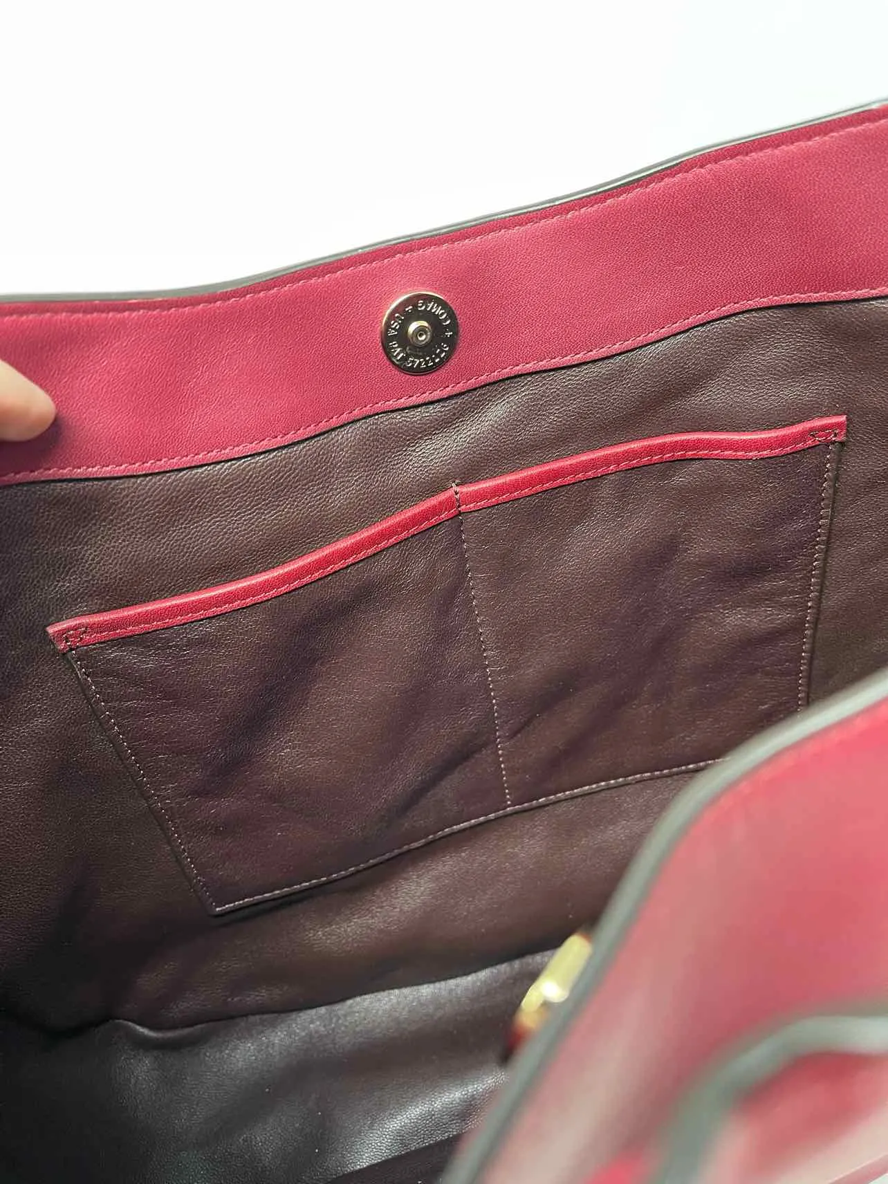 Coach Red Solid Leather Designer Satchel