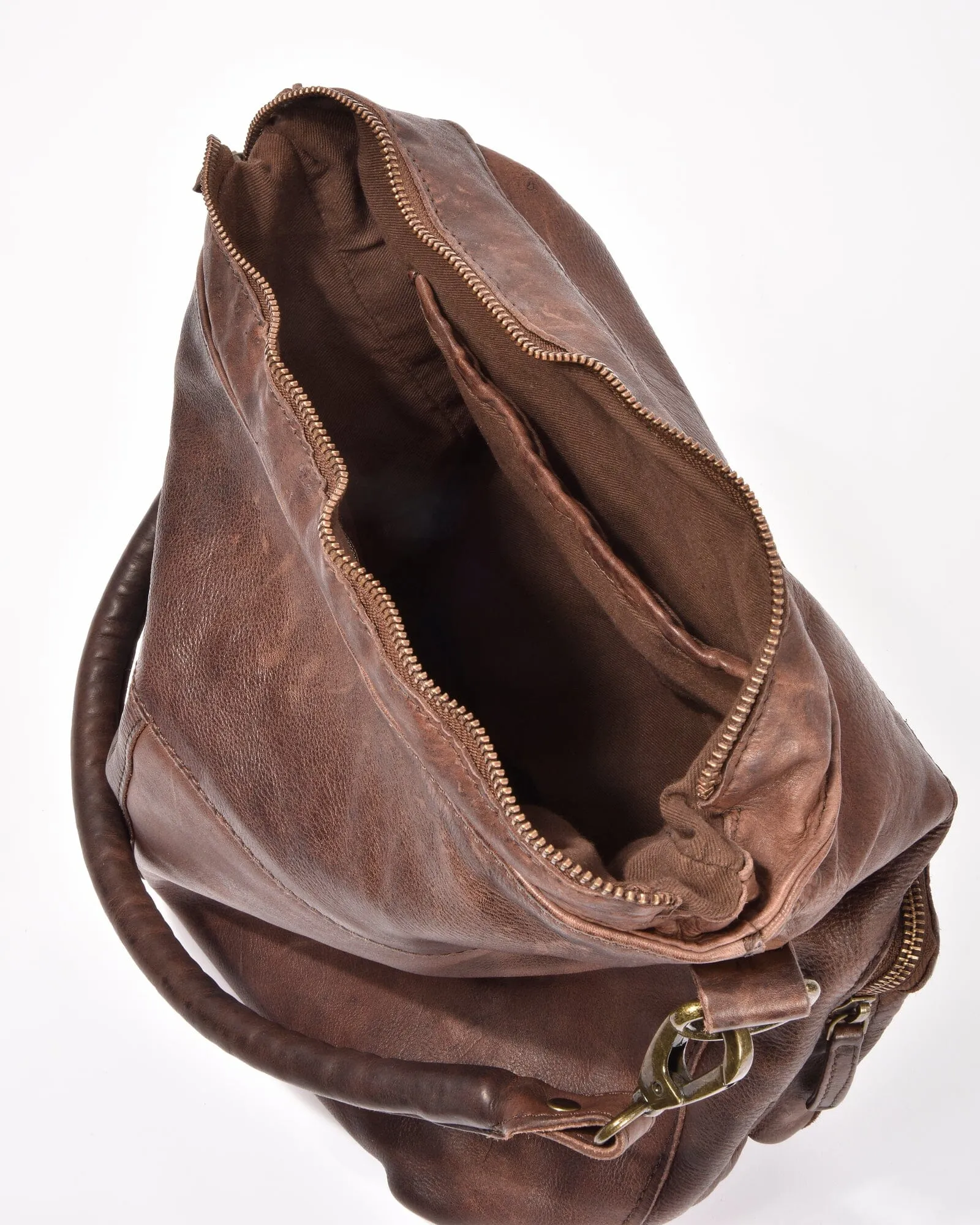 COBB & CO Morley Washed Leather Hobo w/ Crossbody Strap Black