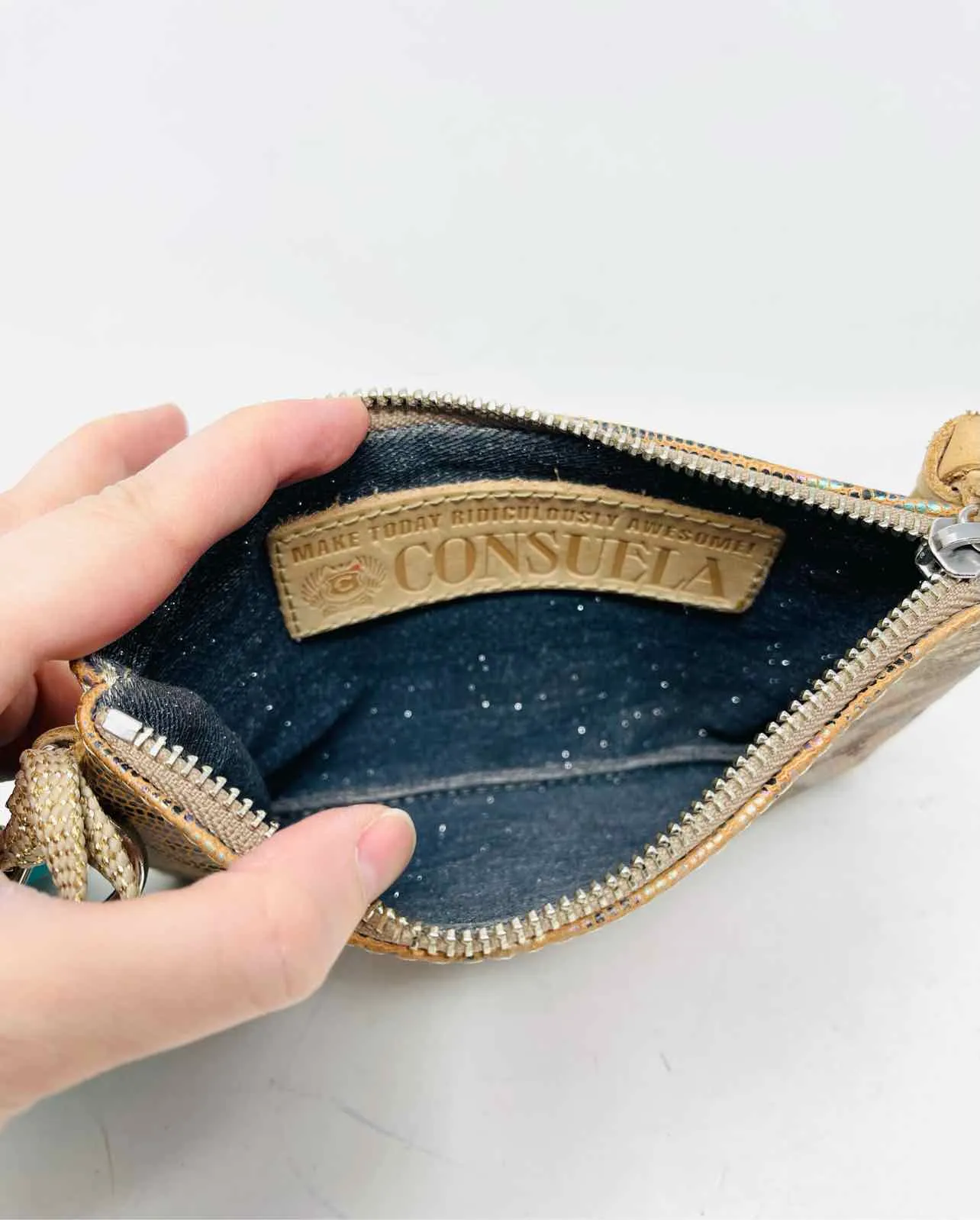 Consuela Brown/Multi Iridescent Animal Print Designer Wristlet