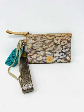 Consuela Brown/Multi Iridescent Animal Print Designer Wristlet