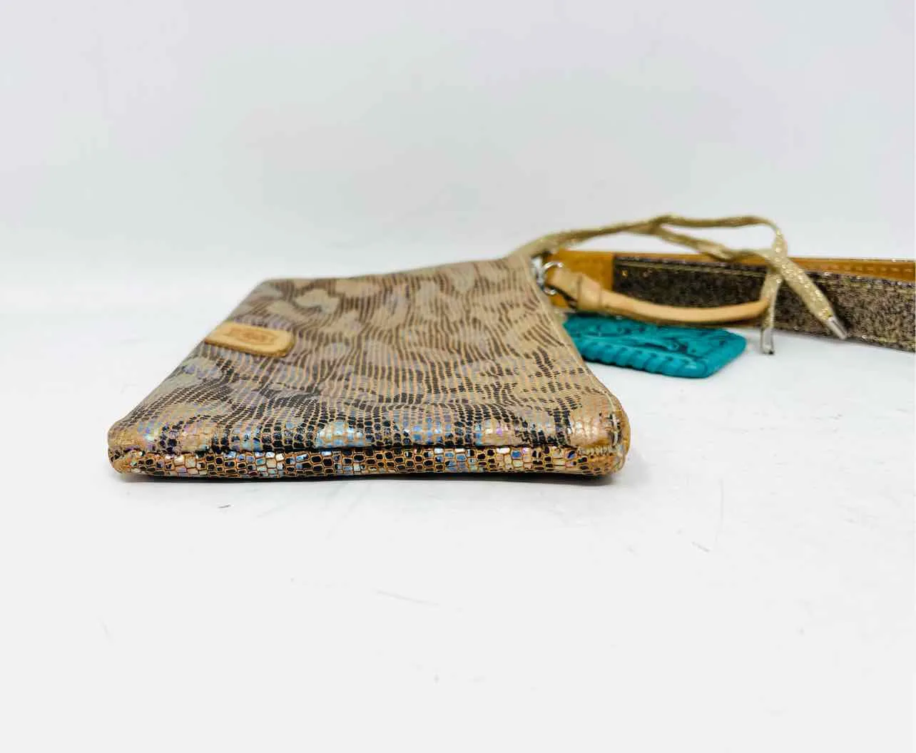 Consuela Brown/Multi Iridescent Animal Print Designer Wristlet