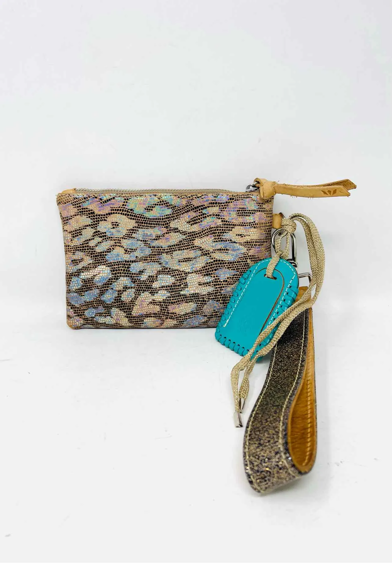 Consuela Brown/Multi Iridescent Animal Print Designer Wristlet