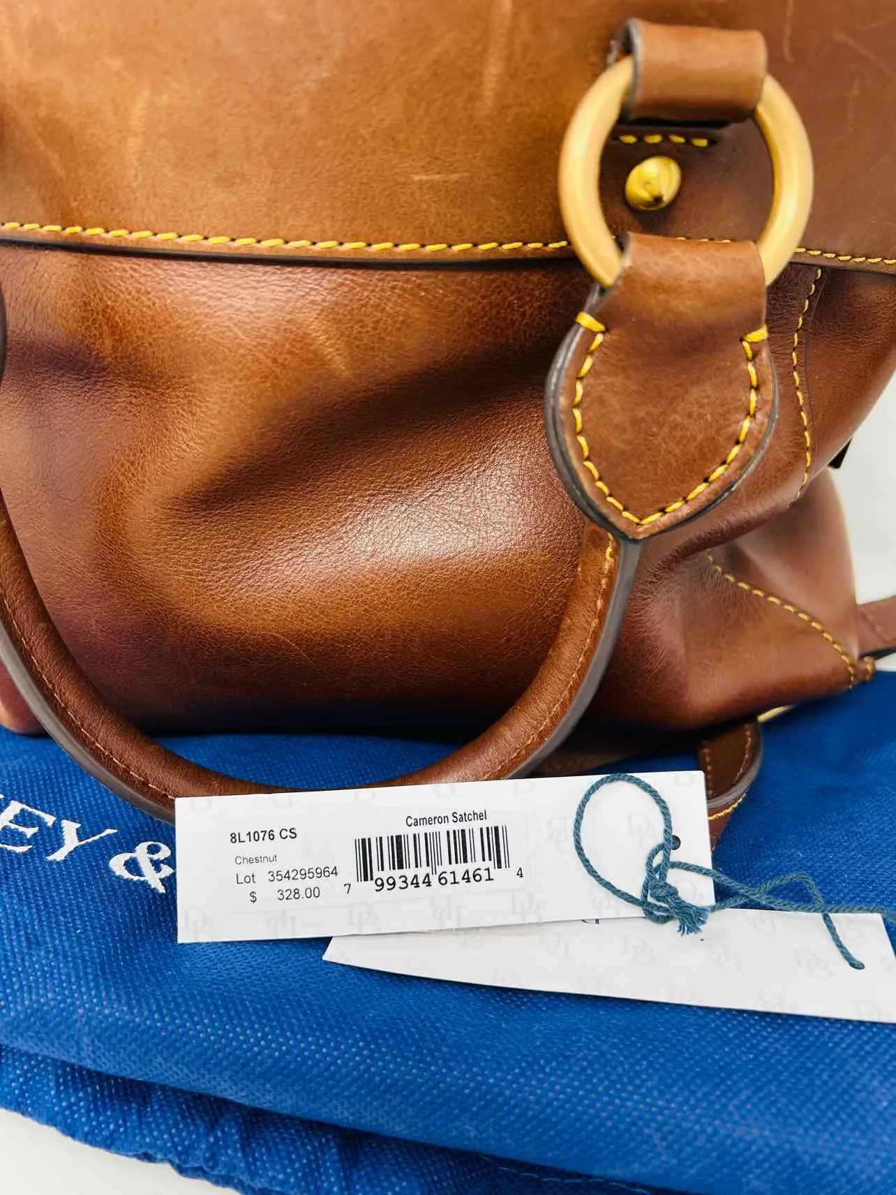Dooney & Bourke Brown Leather W/ DUST BAG Designer Satchel